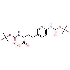 Chemical structure of (2R)-Boc-amino-4-(6-Boc-aminopyridin-3-yl)butanoic acid , AChemBlock AD286343
