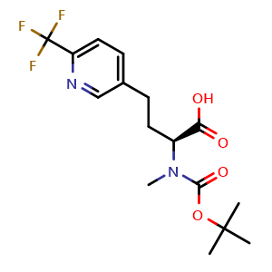Chemical structure of Boc-N-Me-4-(6-CF3-3-pyridyl)-L-Abu-OH , AChemBlock AD286344