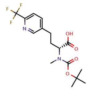 Chemical structure of Boc-N-Me-4-(6-CF3-3-pyridyl)-D-Abu-OH , AChemBlock AD286345