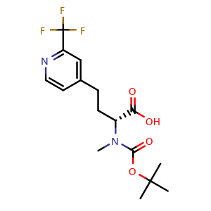 Chemical structure of Boc-N-Me-4-(2-CF3-4-pyridyl)-D-Abu-OH , AChemBlock AD286347