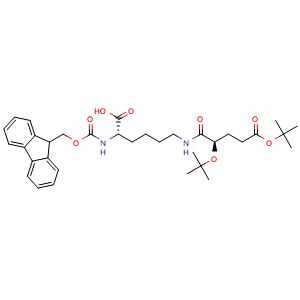 Chemical structure of Fmoc-N6-((R)-2,5-di-tButoxy-5-oxopentanoyl)-L-Lys-OH , AChemBlock AD286362