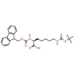 Chemical structure of Fmoc-MeHly(Boc)-OH , AChemBlock AD286365