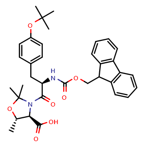Chemical structure of Fmoc-D-Tyr(tbu)-D-Thr{psi(Me,Me)pro}-OH , AChemBlock AD286369
