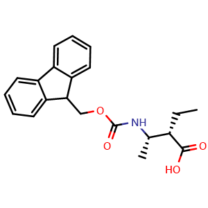 Chemical structure of (2S,3S)-3-[Fmoc-amino]-2-ethyl-butanoic acid , AChemBlock AD286375