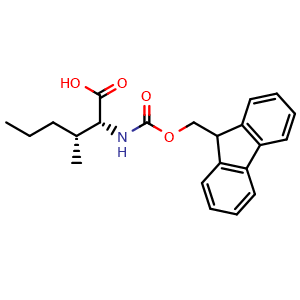 Chemical structure of (2R,3R)-N-Fmoc-3-Me-Hexanoic acid , AChemBlock AD286379