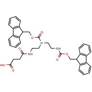 Chemical structure of 4-[N,N'-bis(2-Fmoc-aminoethaneyl)amino]-4-oxobutanoic acid , AChemBlock AD286381