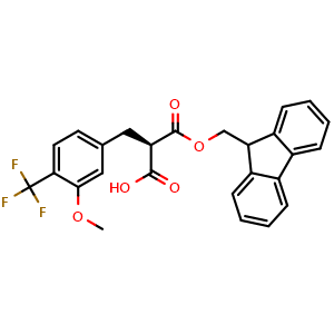 Chemical structure of (R)-2-Fmoc-3-(3-methoxy-4-(trifluoromethyl)phenyl)propanoic acid , AChemBlock AD286382