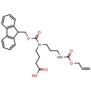 Chemical structure of Fmoc-ApgAbu(Alloc)-OH , AChemBlock AD286387