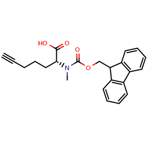 Chemical structure of Fmoc-(R)-N-Me-2-aminohept-6-ynoicacid , AChemBlock AD286394