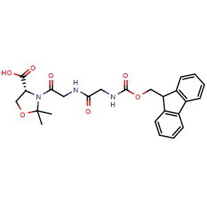 Chemical structure of Fmoc-Gly-Gly-D-Ser{Psi(Me,Me)pro}-OH , AChemBlock AD286395