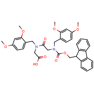 Chemical structure of Fmoc-(Dmb)Gly-(Dmb)Gly-OH , AChemBlock AD286398