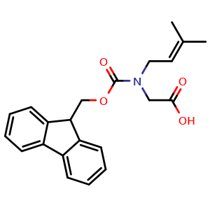Chemical structure of Fmoc-N-(3-methylbut-2-enyl)Gly-OH , AChemBlock AD286400