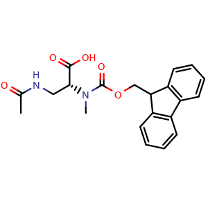 Chemical structure of (R)Fmoc-MeDap(Ac)-OH , AChemBlock AD286402