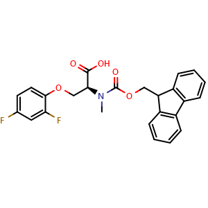 Chemical structure of Fmoc-O-(2,4-difluorophenyl)-N-Me-L-Ser-OH , AChemBlock AD286437