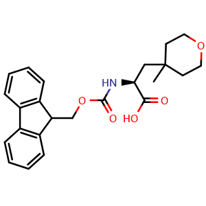 Chemical structure of Fmoc-L-Ala(4-methyltetrahydropyran-4-yl)-OH , AChemBlock AD286450