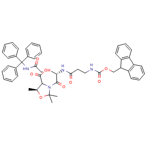 Chemical structure of Fmoc-β-Ala-Gln(Trt)-Thr(psi(Me,Me)pro)-OH , AChemBlock AD286459