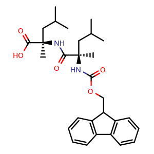 Chemical structure of Fmoc-α-Me-Leu-α-Me-Leu-OH , AChemBlock AD286462