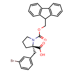 Chemical structure of Fmoc-(R)-α-(3-Br-benzyl)-proline , AChemBlock AD286467