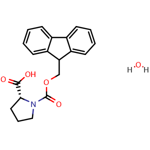 Chemical structure of Fmoc-D-Pro-OH.H2O , AChemBlock AD286471
