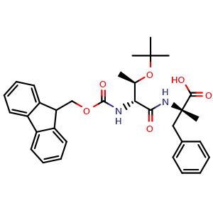Chemical structure of Fmoc-D-Allo-Thr(tBu)-α-Me-Phe-OH , AChemBlock AD286481