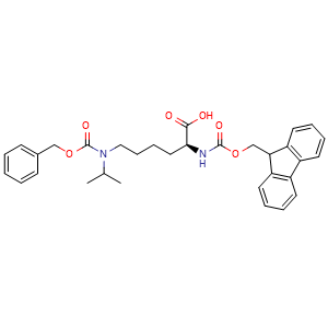 Chemical structure of Fmoc-Lys(iPr,Z)-OH , AChemBlock AD286483
