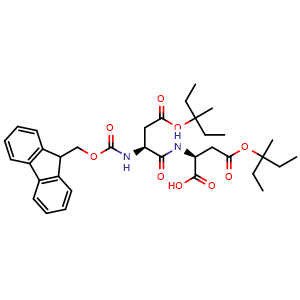 Chemical structure of Fmoc-Asp(OMpe)-Asp(OMpe)-OH , AChemBlock AD286487