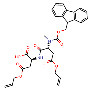 Chemical structure of Fmoc-N-Me-D-Asp(OAll)-L-Asp(OAll)-OH , AChemBlock AD286492