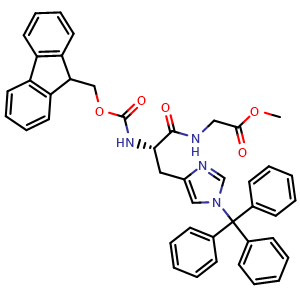 Chemical structure of Fmoc-His(Trt)-Gly-OMe , AChemBlock AD286495