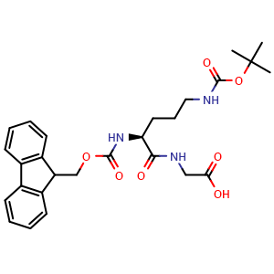Chemical structure of Fmoc-Orn(Boc)-Gly-OH , AChemBlock AD286497