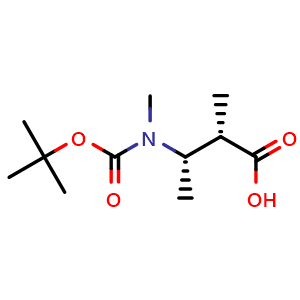 Chemical structure of (2S,3S)-3-[Boc-(methyl)amino]-2-methyl-butanoic acid , AChemBlock AD286504