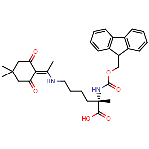 Chemical structure of Fmoc-α-Me-Lys(Dde)-OH , AChemBlock AD286506