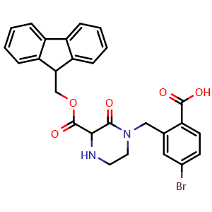 Chemical structure of Fmoc-1-(5-bromo-2-carboxybenzyl)-piperazin-2-one , AChemBlock AD286513