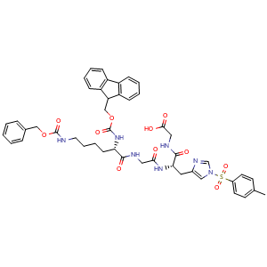 Chemical structure of Fmoc-Lys(Z)-Gly-His(Tos)-Gly-OH , AChemBlock AD286518
