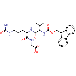 Chemical structure of Fmoc-Val-Cit-Gly-OH , AChemBlock AD286519