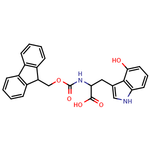 Chemical structure of N-Fmoc-4-hydroxy-DL-tryptophan , CAS 2680587-39-5, AChemBlock AD286526
