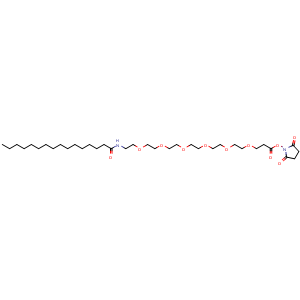 Chemical structure of NHS-PEG6-NHCO-C14-CH3 , AChemBlock AD286535