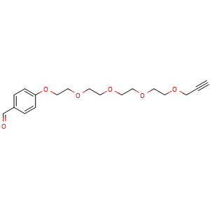 Chemical structure of Aldehyde-benzyl-PEG5-alkyne , CAS 1378928-83-6, AChemBlock AD286554