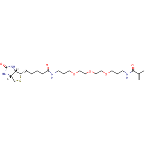 Chemical structure of Biotin-C1-PEG3-C1-Methacrylamide , CAS 2416629-44-0, AChemBlock AD286567
