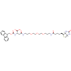 Chemical structure of Fmoc-Asp(biotinyl-PEG)-OH , CAS 2241747-15-7, AChemBlock AD286568