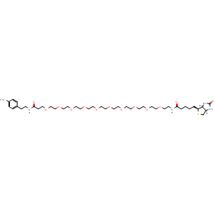 Chemical structure of Biotin-PEG10-CONH-C2-aniline , AChemBlock AD286571