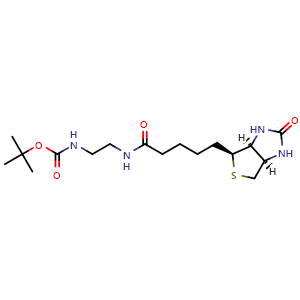 Chemical structure of N-Boc-biotinylethylenediamine , CAS 225797-46-6, AChemBlock AD286579
