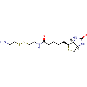 Chemical structure of Biotinyl Cystamine , CAS 128915-82-2, AChemBlock AD286605