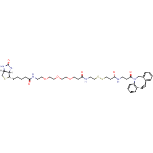 Chemical structure of Biotin-PEG3-SS-CONH-DBCO , AChemBlock AD286606