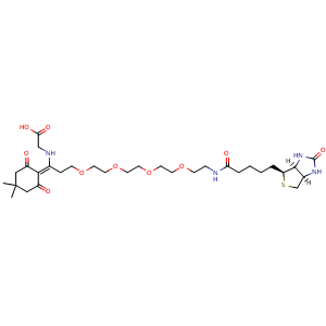 Chemical structure of Dde Biotin-PEG4-COOH , AChemBlock AD286610