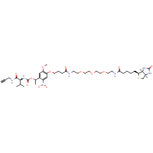 Chemical structure of PC-Biotin-PEG3-Val-propargyl , AChemBlock AD286611