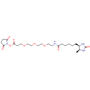 Chemical structure of Desthiobiotin-PEG3-NHS ester , AChemBlock AD286629