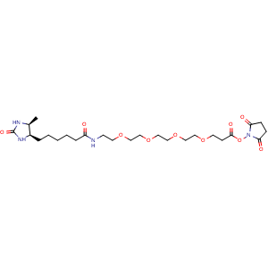 Chemical structure of Desthiobiotin-PEG4-NHS ester , AChemBlock AD286630
