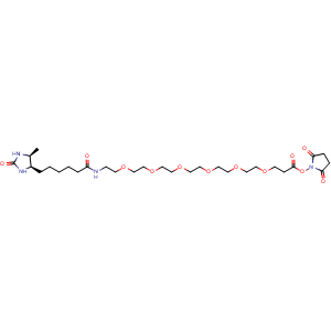 Chemical structure of Desthiobiotin-PEG6-NHS ester , AChemBlock AD286631