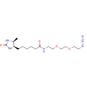 Chemical structure of Desthiobiotin-PEG2-Azide , AChemBlock AD286636