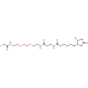 Chemical structure of Desthiobiotin-C2-CONH-PEG2-Iodoacetamide , AChemBlock AD286647